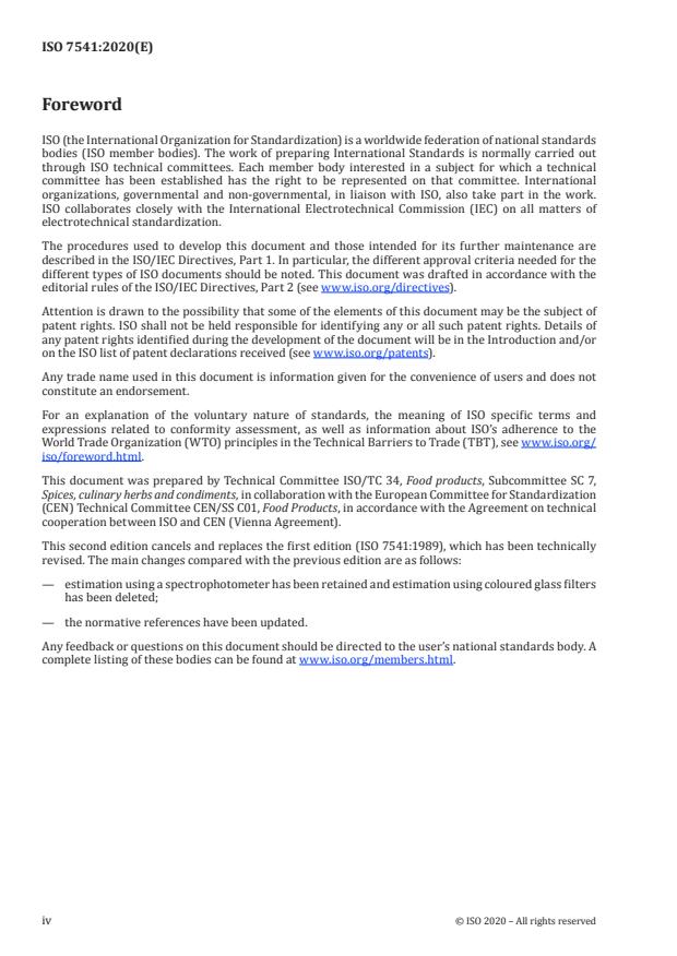 ISO 7541:2020 ISO 7541:2020 - Spices and condiments -- Spectrophotometric determination of the extractable colour in paprika - Page 4 preview