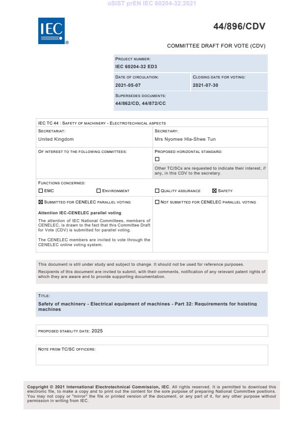 prEN IEC 60204-32:2021 - BARVE