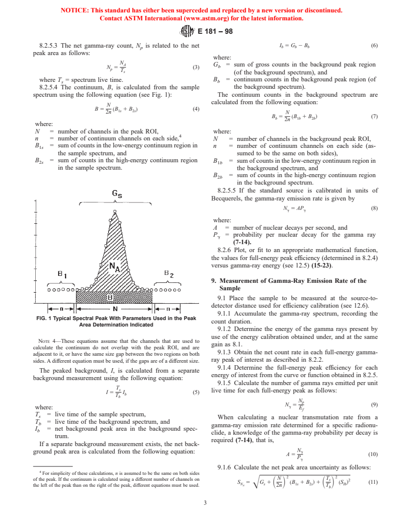 ASTM E181-98 - Standard Test Methods for Detector Calibration and Analysis of Radionuclides