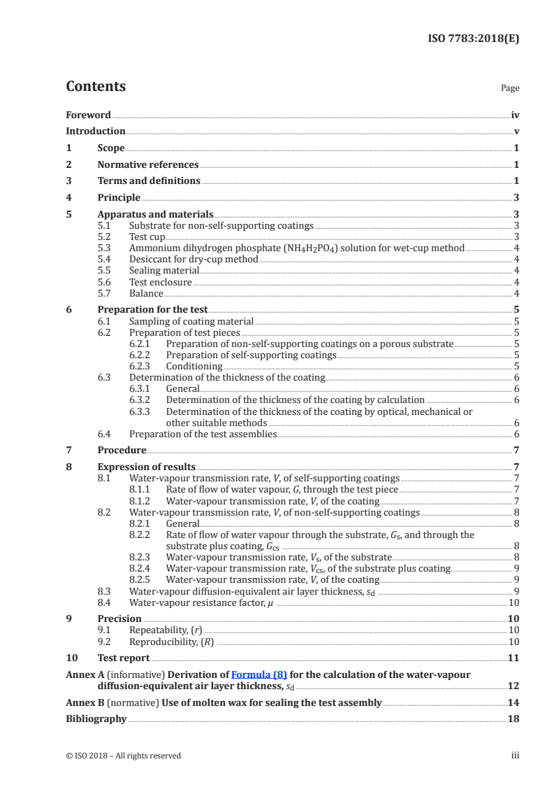 ISO 7783:2018 ISO 7783:2018 - Paints and varnishes — Determination of water-vapour transmission properties — Cup method
Released:9/28/2018 - Page 3 preview