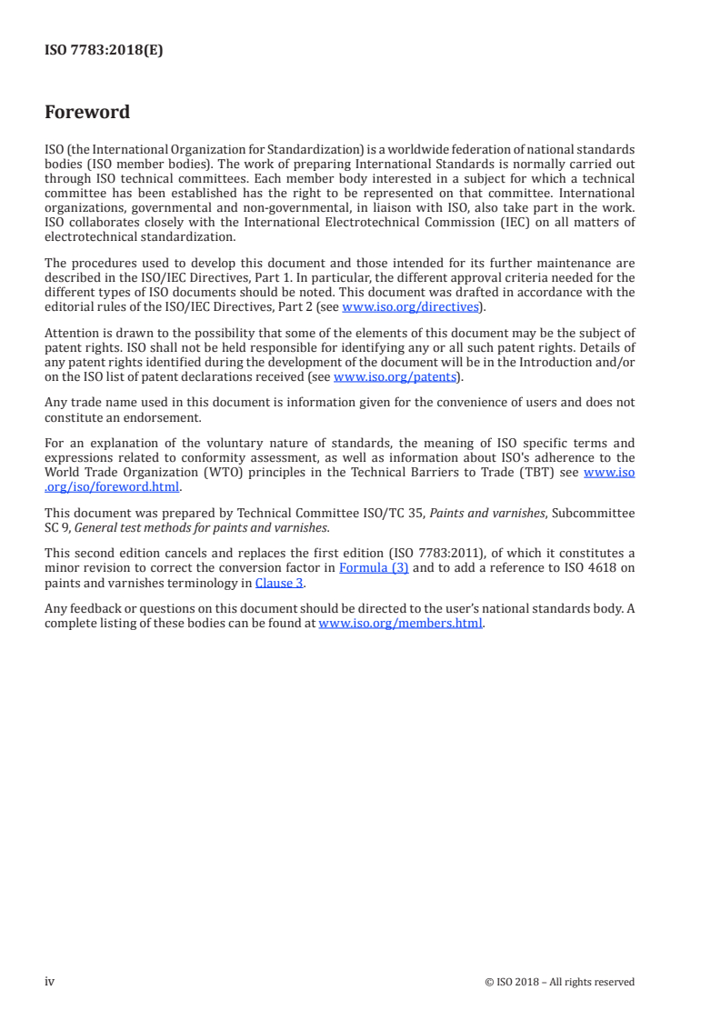 ISO 7783:2018 ISO 7783:2018 - Paints and varnishes — Determination of water-vapour transmission properties — Cup method
Released:9/28/2018 - Page 4 preview