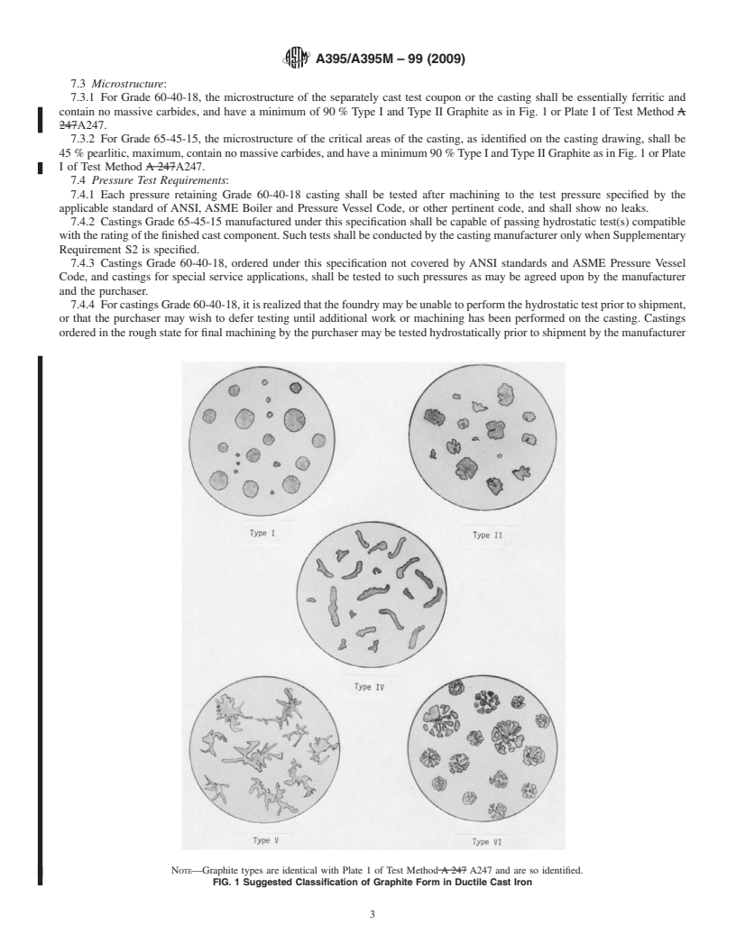 REDLINE ASTM A395/A395M-99(2009) - Standard Specification for Ferritic Ductile Iron Pressure-Retaining Castings for Use at Elevated Temperatures