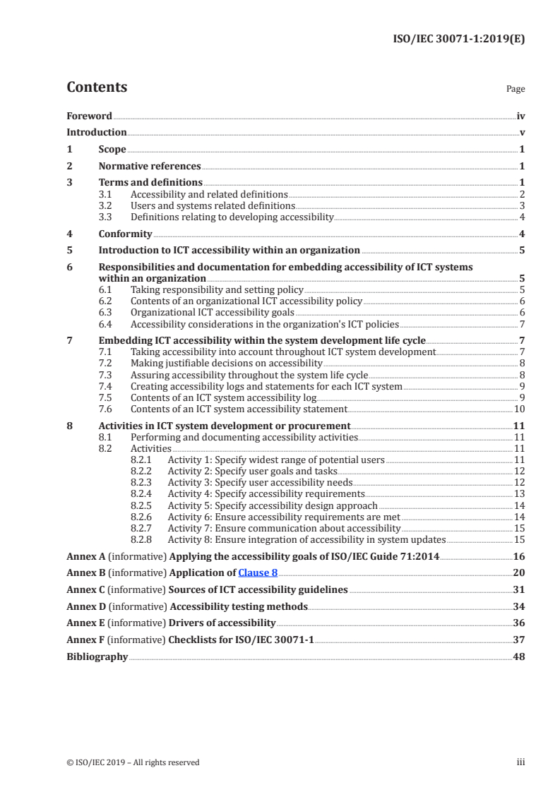 ISO/IEC 30071-1:2019 - Information technology — Development of user interface accessibility — Part 1: Code of practice for creating accessible ICT products and services
Released:5/24/2019