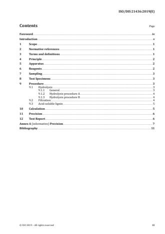ISO/FDIS 21436:Version 24-apr-2020 - Pulps -- Determination of lignin content -- Acid hydrolysis method
