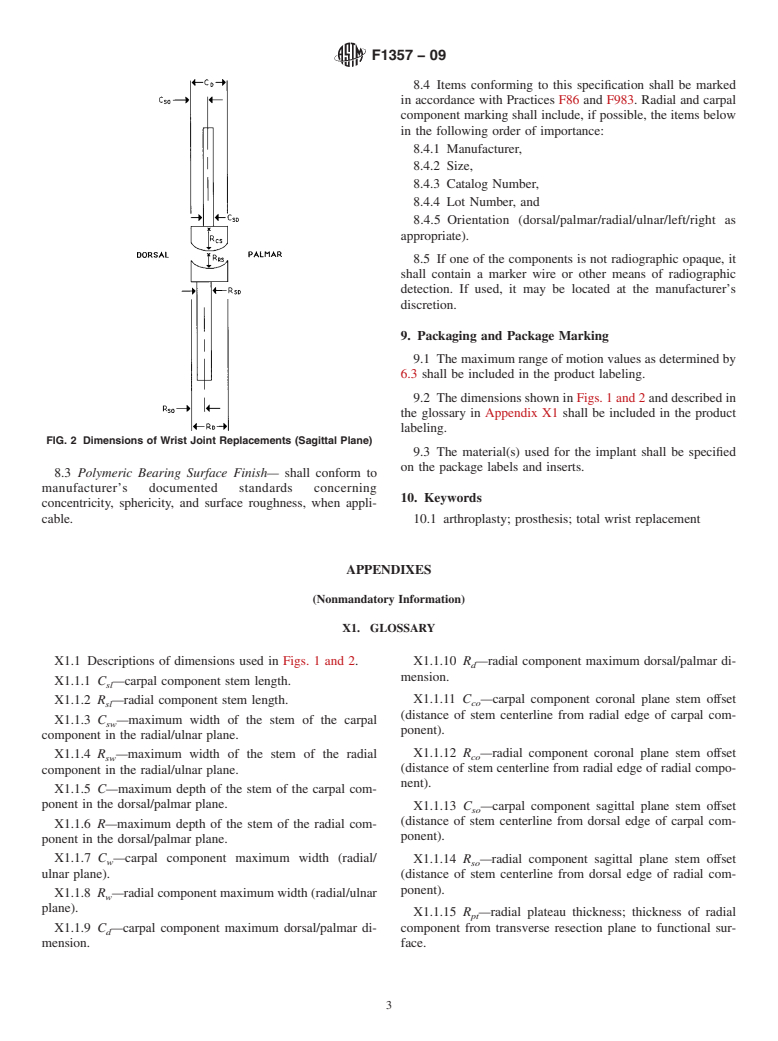 ASTM F1357-09 - Standard Specification for Articulating Total Wrist Implants