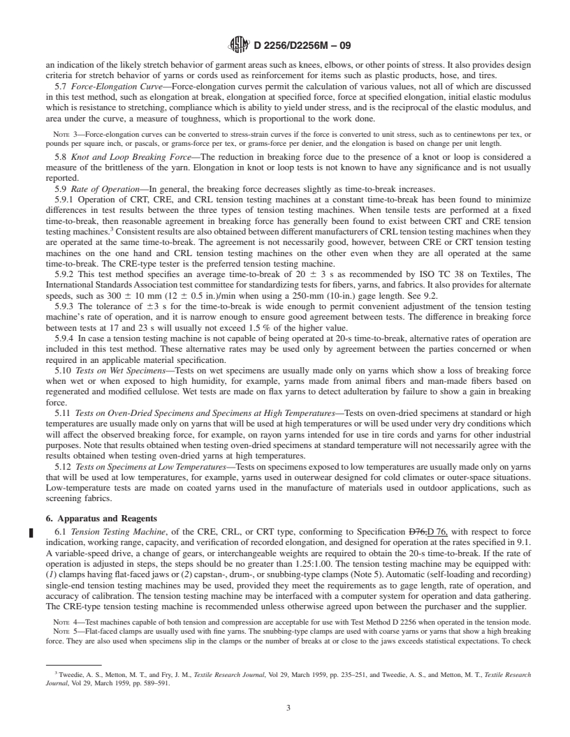 REDLINE ASTM D2256/D2256M-09 - Standard Test Method for Tensile Properties of Yarns by the Single-Strand Method