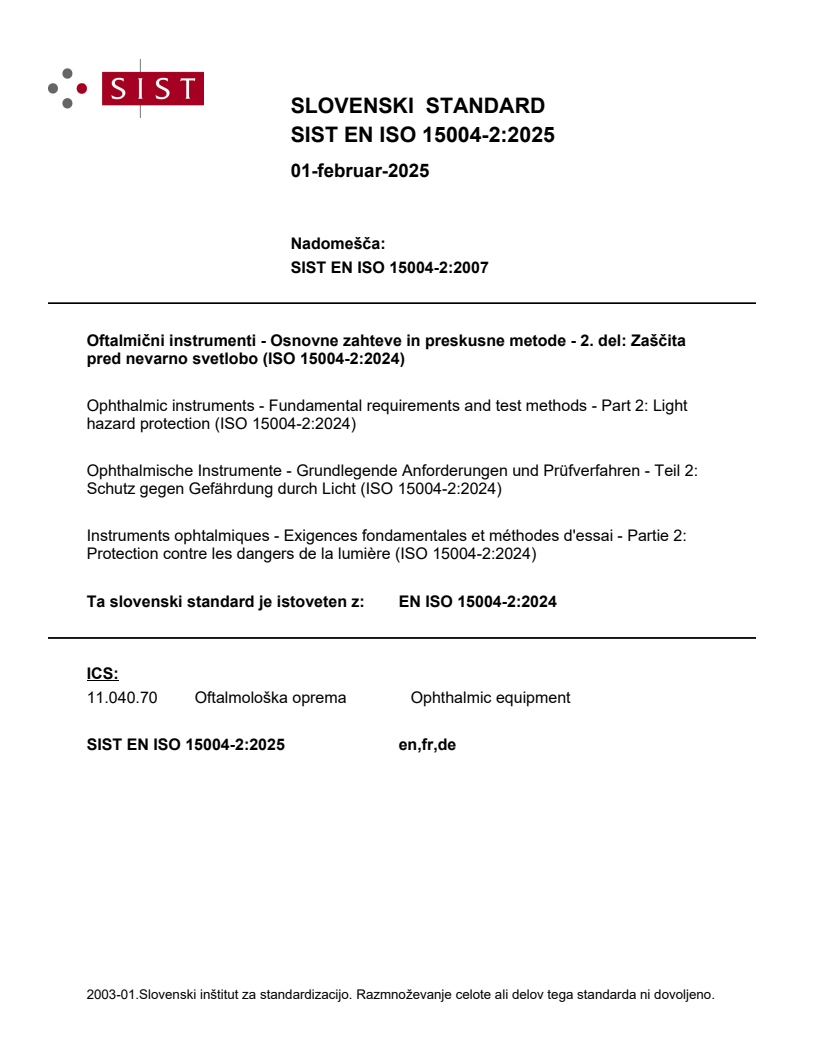 EN ISO 15004-2:2025 - BARVE