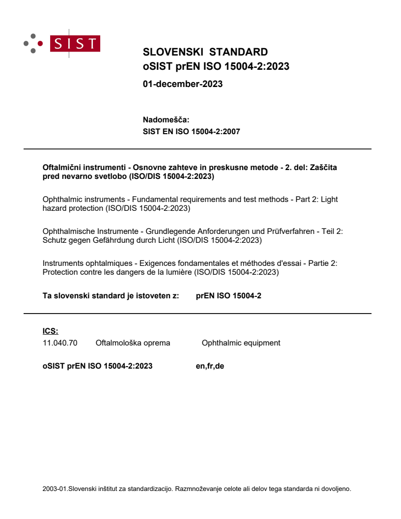 prEN ISO 15004-2:2023 - BARVE