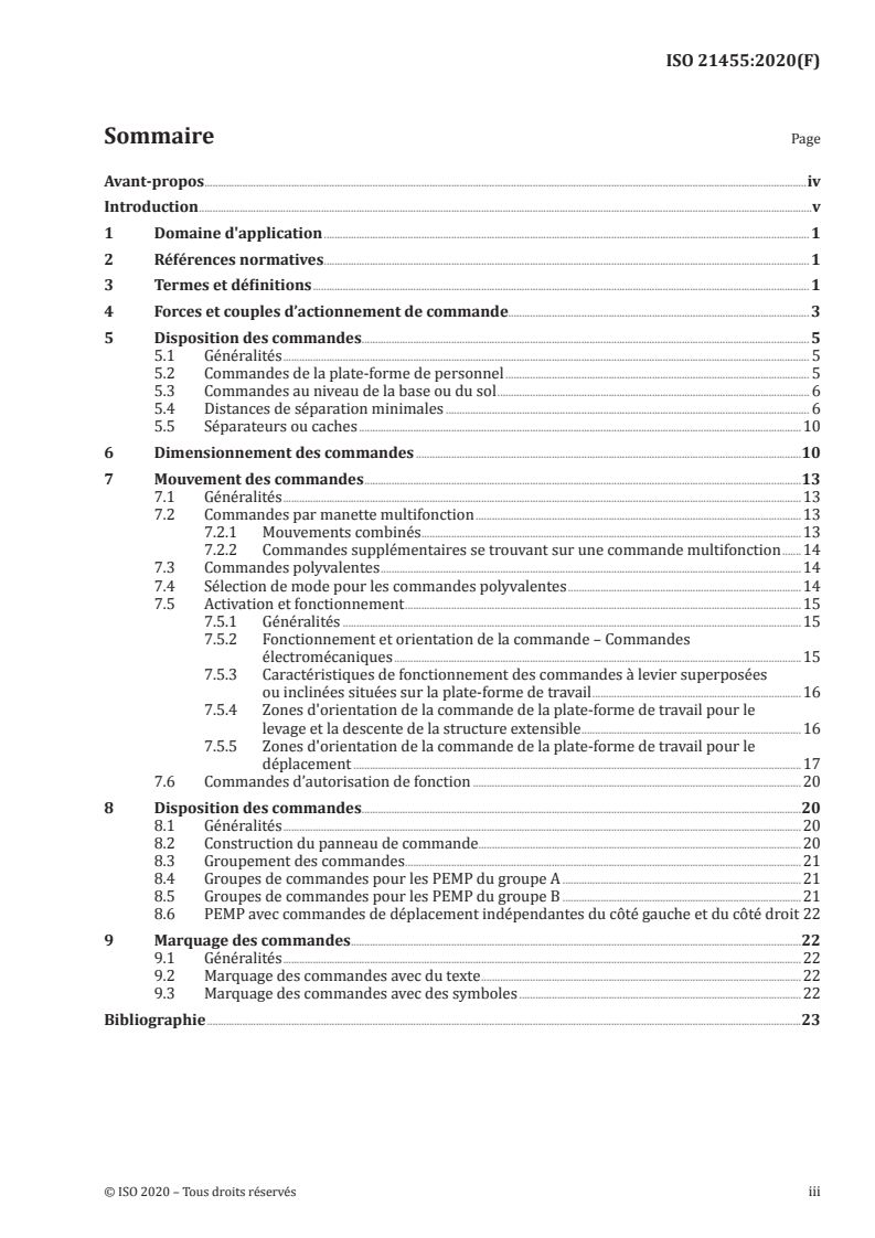 ISO 21455:2020 - Plates-formes élévatrices mobiles de personnel — Commandes de l'opérateur — Actionnement, déplacements, dispositions et modes de fonctionnement
Released:7/9/2020