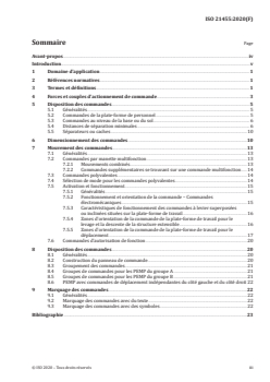 ISO 21455:2020 - Plates-formes élévatrices mobiles de personnel — Commandes de l'opérateur — Actionnement, déplacements, dispositions et modes de fonctionnement
Released:7/9/2020 - Page 3 preview