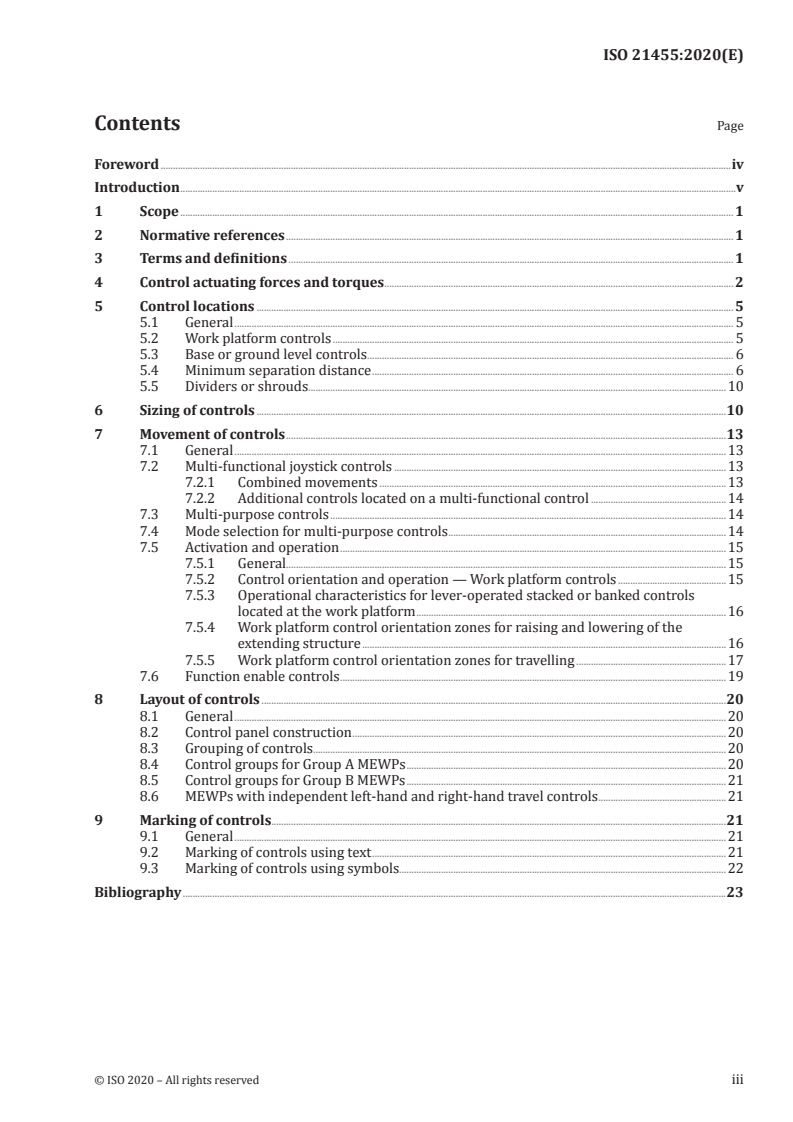 ISO 21455:2020 - Mobile elevating work platforms — Operator's controls — Actuation, displacement, location and method of operation
Released:7/9/2020