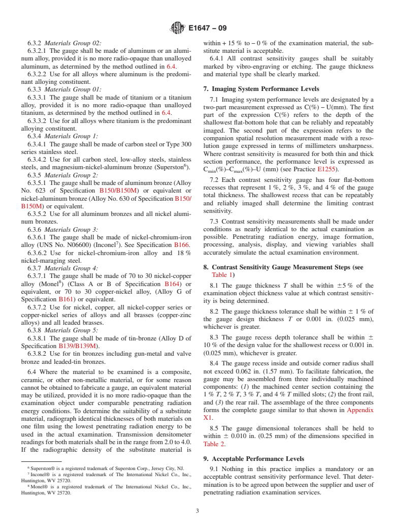 ASTM E1647-09 - Standard Practice for Determining Contrast Sensitivity in Radioscopy