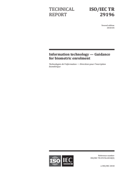 ISO/IEC TR 29196:2018 ISO/IEC TR 29196:2018 - Information technology — Guidance for biometric enrolment
Released:5/18/2018 - Page 1 preview