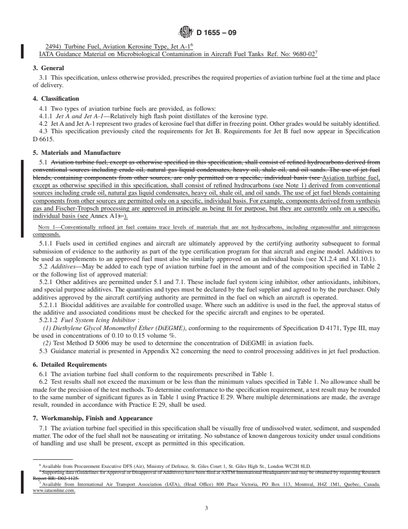 REDLINE ASTM D1655-09 - Standard Specification for Aviation Turbine Fuels