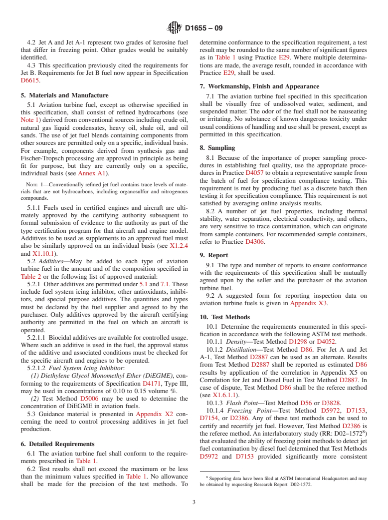 ASTM D1655-09 - Standard Specification for Aviation Turbine Fuels