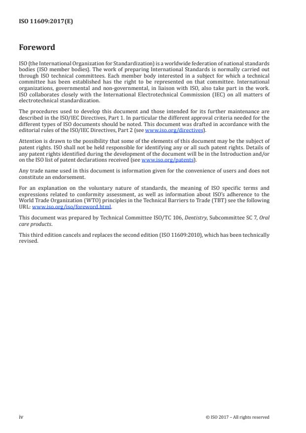 ISO 11609:2017 ISO 11609:2017 - Dentistry -- Dentifrices -- Requirements, test methods and marking - Page 4 preview