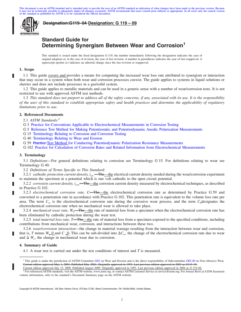 REDLINE ASTM G119-09 - Standard Guide for Determining Synergism Between Wear and Corrosion