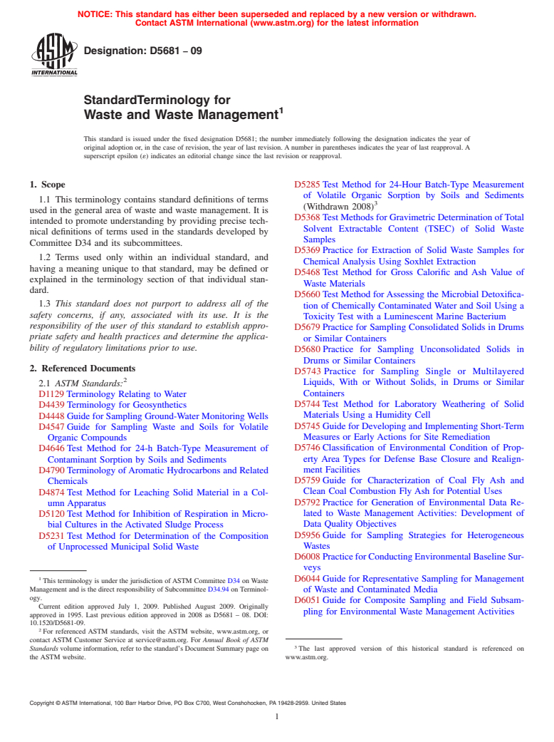 ASTM D5681-09 - Standard Terminology for Waste and Waste Management