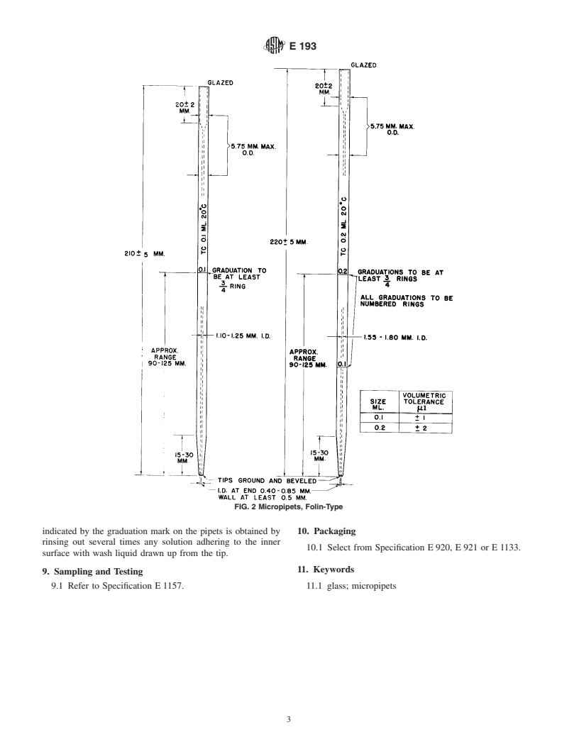 ASTM E193-94(1999) - Standard Specification for Laboratory Glass Micropipets