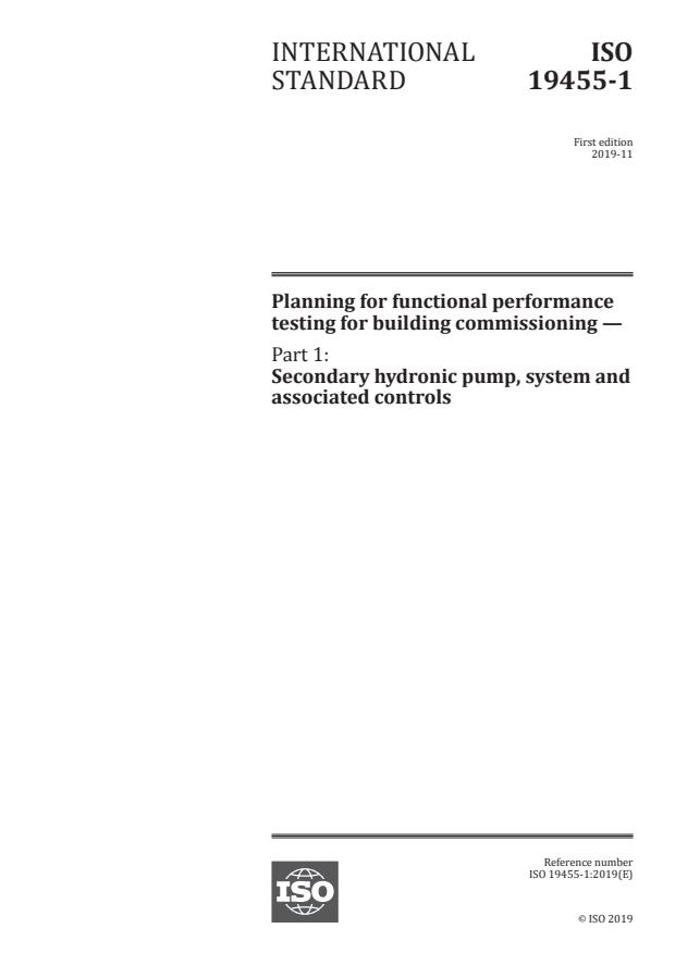 ISO 19455-1:2019 - Planning for functional performance testing for building commissioning