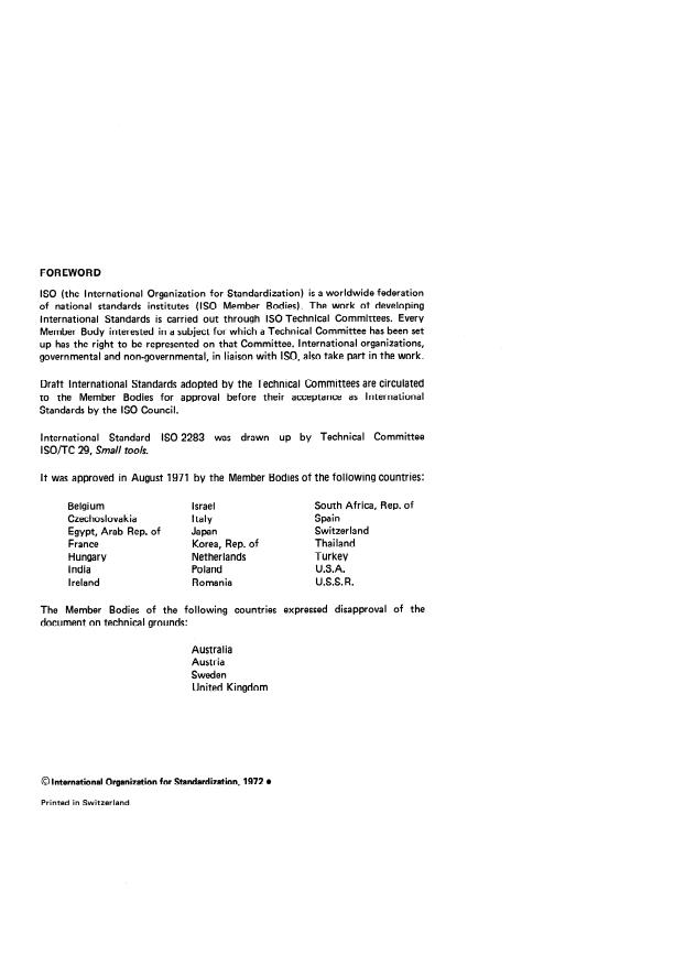 ISO 2283:1972 ISO 2283:1972 - Long shank machine taps with nominal diameters from 3 to 24 mm and 1/8 to 1 in - Page 2 preview