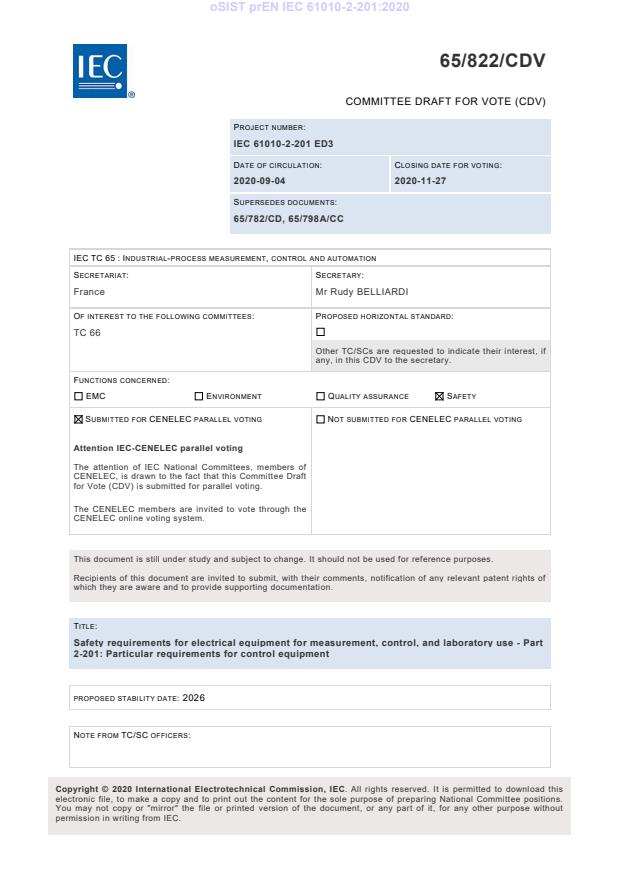 prEN IEC 61010-2-201:2020 - BARVE