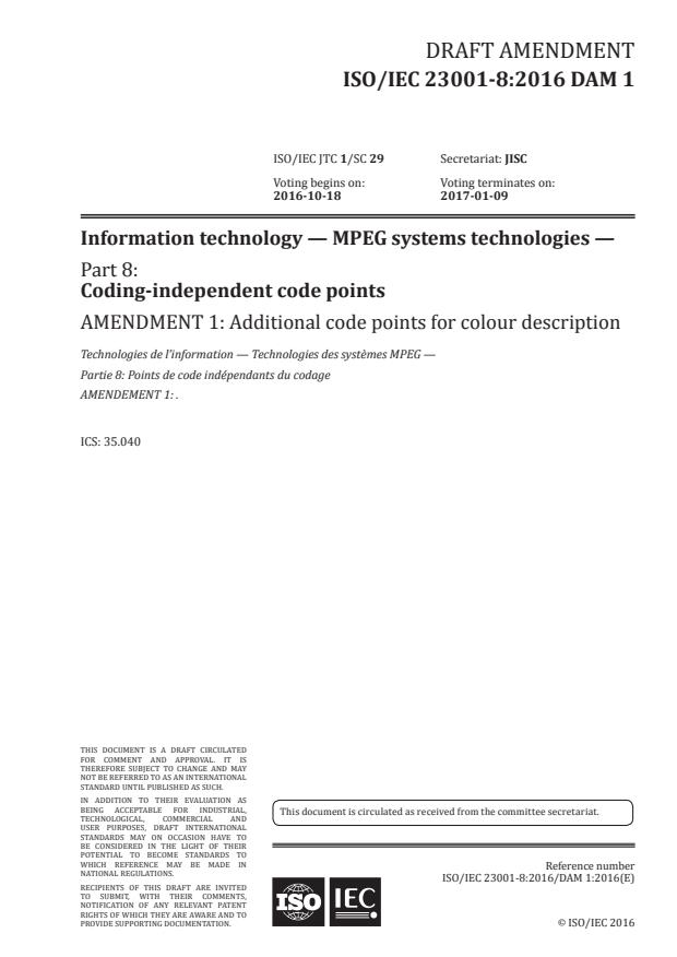 ISO/IEC 23001-8:2016/DAmd 1