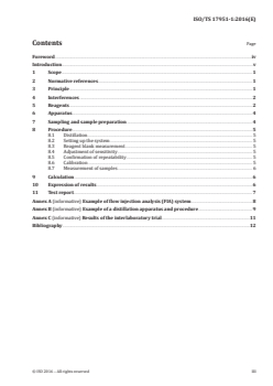 ISO/TS 17951-1:2016 - Water quality — Determination of fluoride using flow analysis (FIA and CFA) — Part 1: Method using flow injection analysis (FIA) and spectrometric detection after off-line distillation
Released:6/17/2016 - Page 3 preview