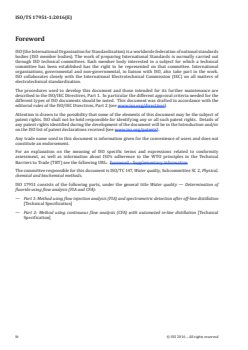 ISO/TS 17951-1:2016 - Water quality — Determination of fluoride using flow analysis (FIA and CFA) — Part 1: Method using flow injection analysis (FIA) and spectrometric detection after off-line distillation
Released:6/17/2016 - Page 4 preview