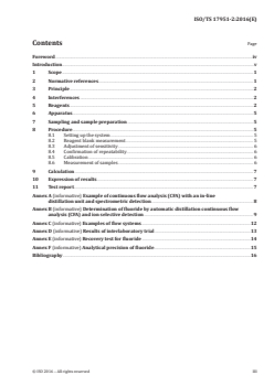 ISO/TS 17951-2:2016 - Water quality — Determination of fluoride using flow analysis (FIA and CFA) — Part 2: Method using continuous flow analysis (CFA) with automated in-line distillation
Released:6/17/2016 - Page 3 preview