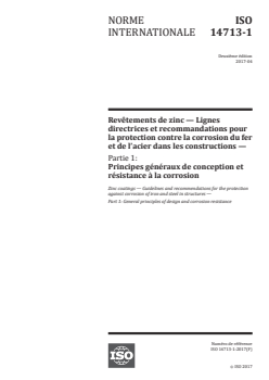 ISO 14713-1:2017 - Revêtements de zinc — Lignes directrices et recommandations pour la protection contre la corrosion du fer et de l'acier dans les constructions — Partie 1: Principes généraux de conception et résistance à la corrosion
Released:4/13/2017 - Page 1 preview