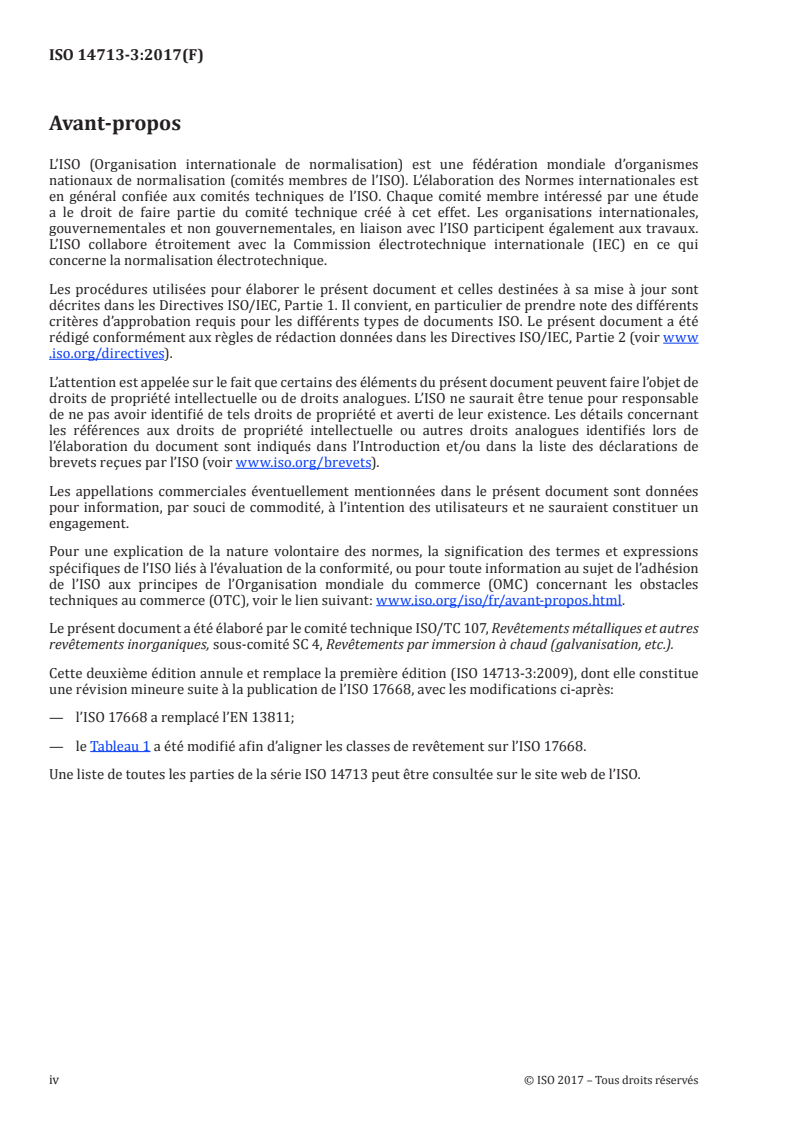 ISO 14713-3:2017 ISO 14713-3:2017 - Revêtements de zinc — Lignes directrices et recommandations pour la protection contre la corrosion du fer et de l'acier dans les constructions — Partie 3: Shérardisation
Released:4/13/2017 - Page 4 preview