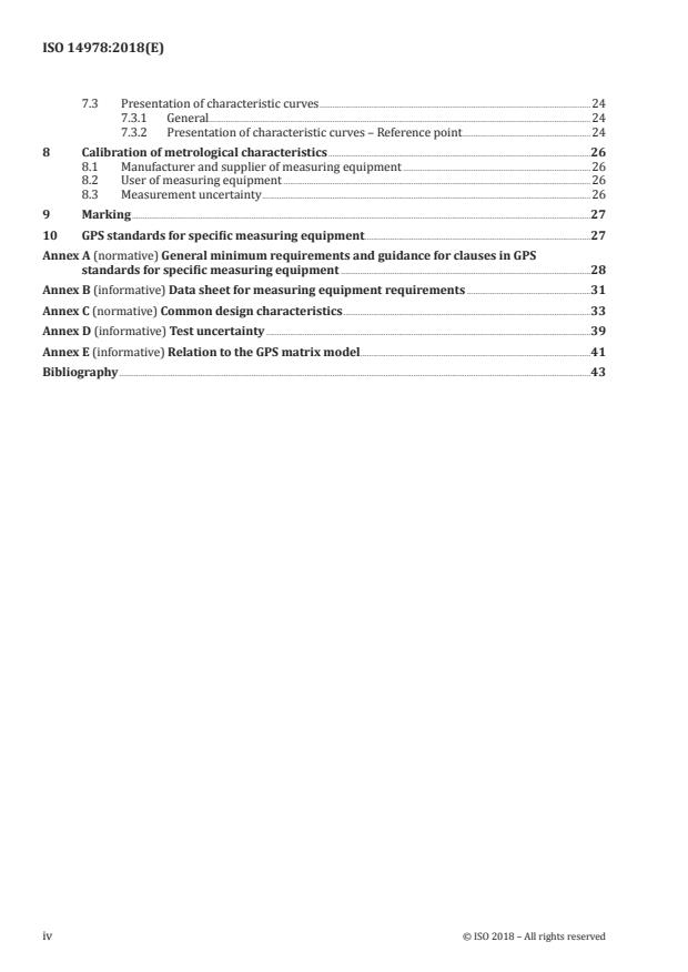 ISO 14978:2018 ISO 14978:2018 - Geometrical product specifications (GPS) -- General concepts and requirements for GPS measuring equipment - Page 4 preview
