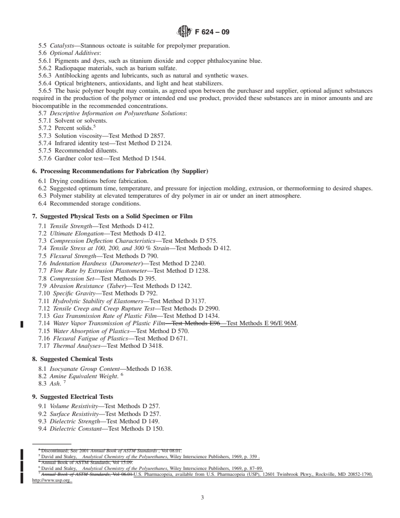 REDLINE ASTM F624-09 - Standard Guide for Evaluation of Thermoplastic Polyurethane Solids and Solutions for Biomedical Applications