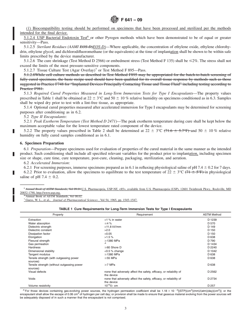 REDLINE ASTM F641-09 - Standard Specification for Implantable Epoxy Electronic Encapsulants