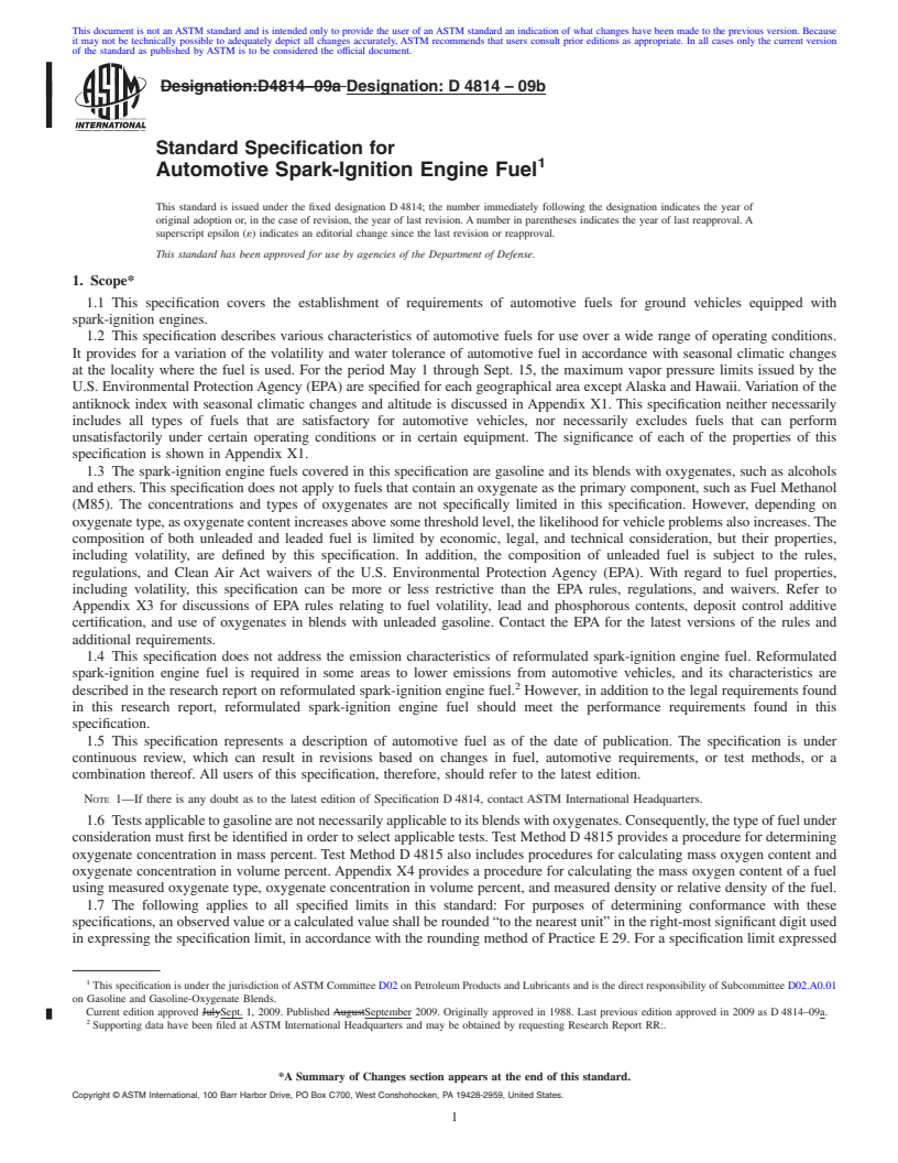 REDLINE ASTM D4814-09b - Standard Specification for Automotive Spark-Ignition Engine Fuel