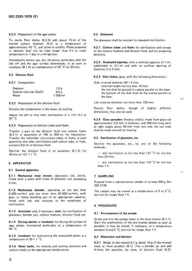 ISO 2293:1976 ISO 2293:1976 - Meat and meat products -- Aerobic count at 30 degrees C (Reference method) - Page 4 preview