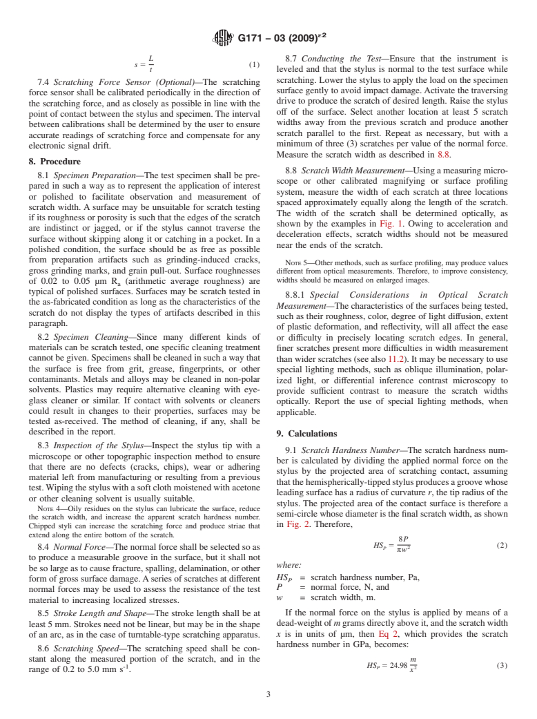 ASTM G171-03(2009)e2 - Standard Test Method for Scratch Hardness of Materials Using a Diamond Stylus