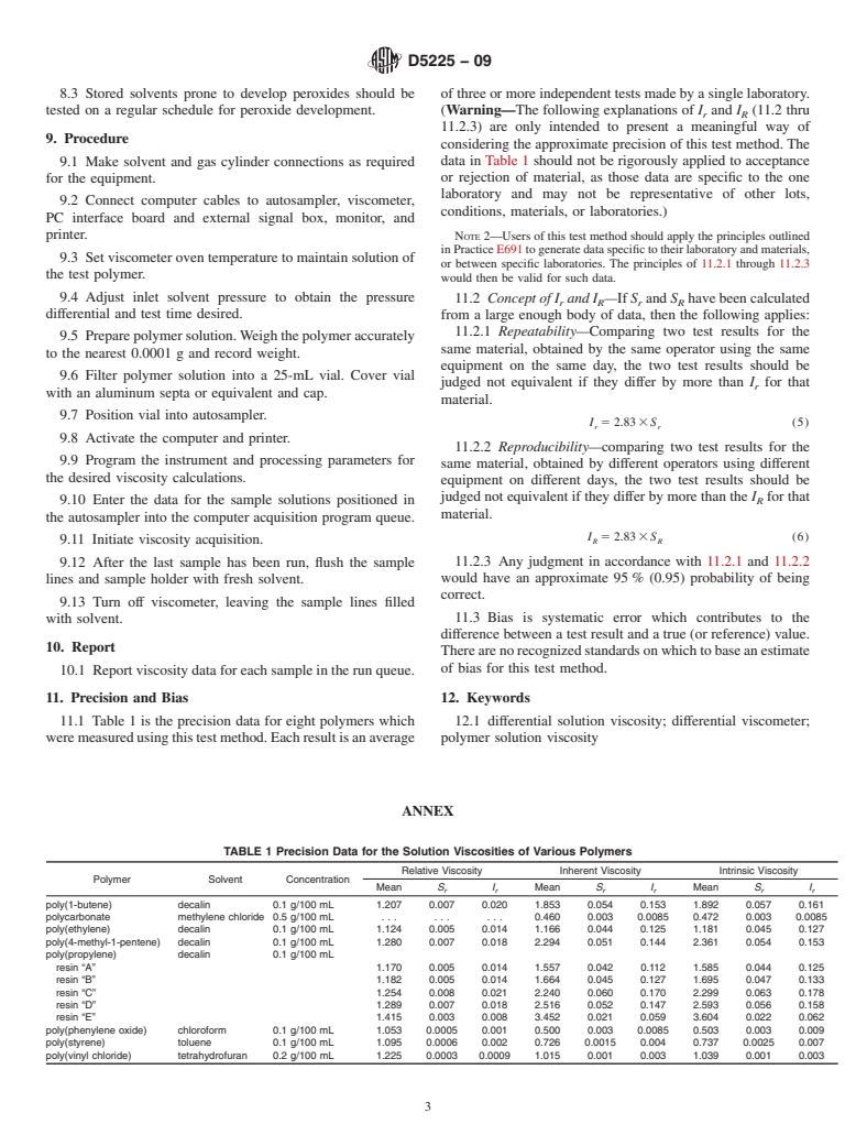 ASTM D5225-09 - Standard Test Method for Measuring Solution Viscosity of Polymers with a Differential Viscometer