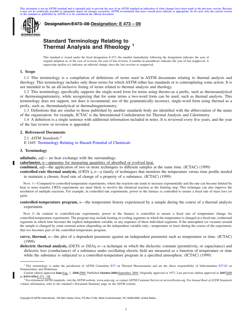 REDLINE ASTM E473-09 - Standard Terminology Relating to  Thermal Analysis and Rheology