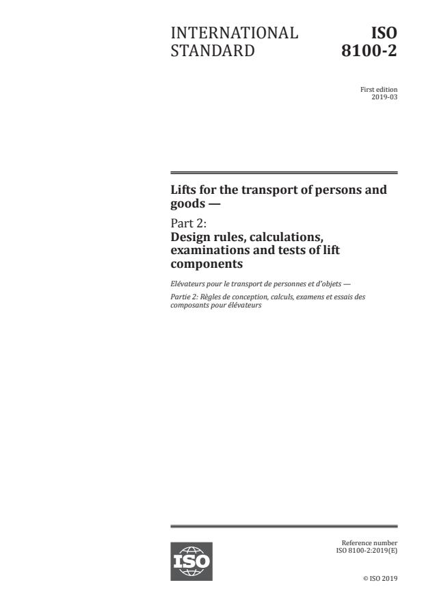 ISO 8100-2:2019 - Lifts for the transport of persons and goods