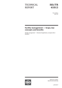 ISO/TR 41013:2017 ISO/TR 41013:2017 - Facility management — Scope, key concepts and benefits
Released:7/11/2017 - Page 1 preview