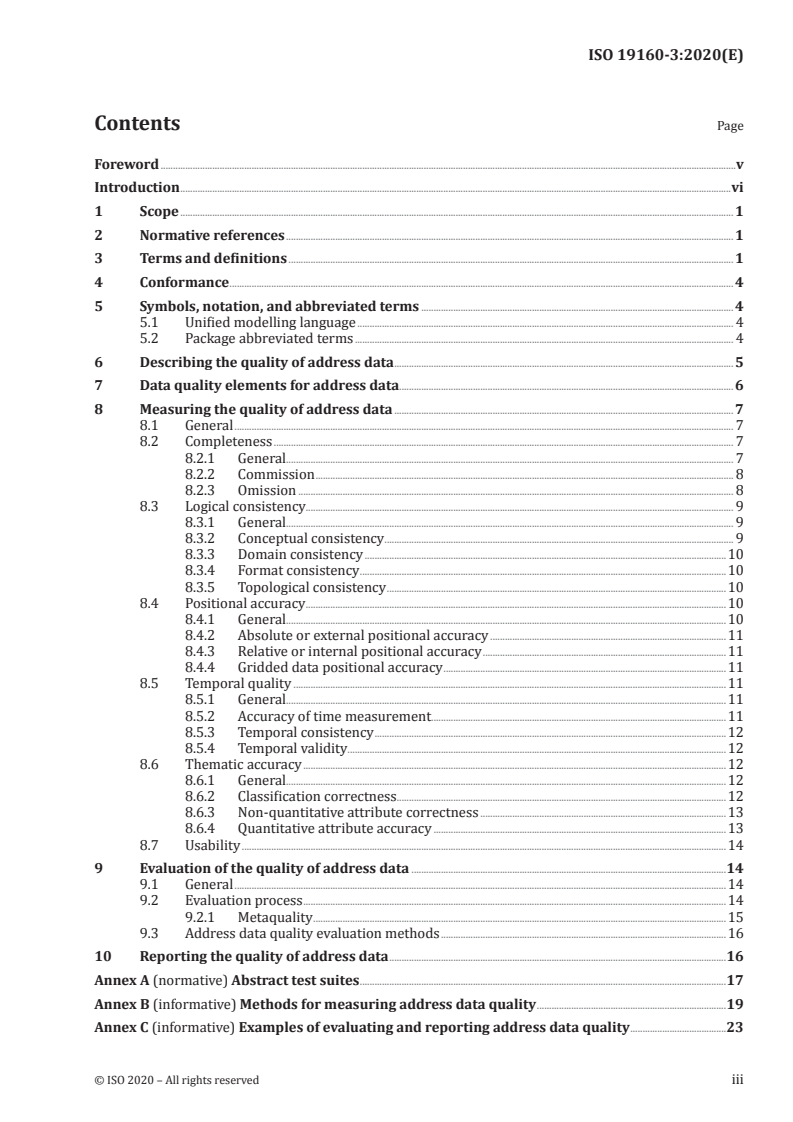 ISO 19160-3:2020 - Addressing — Part 3: Address data quality
Released:2/26/2020