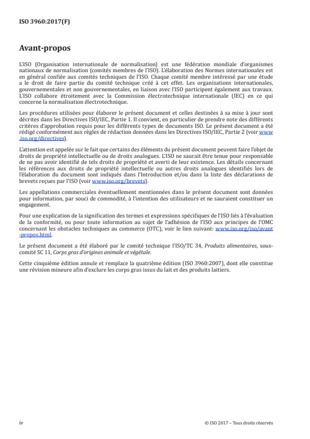 ISO 3960:2017 ISO 3960:2017 - Corps gras d'origines animale et végétale -- Détermination de l'indice de peroxyde -- Détermination avec point d'arret iodométrique - Page 4 preview