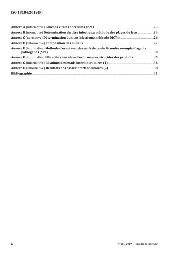 ISO 18184:2019 ISO 18184:2019 - Textiles -- Détermination de l'activité virucide de produits textiles - Page 4 preview