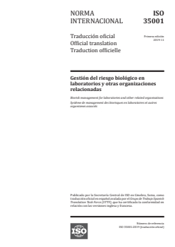 ISO 35001:2019 - Biorisk management for laboratories and other related organisations
Released:11/5/2020 - Page 1 preview