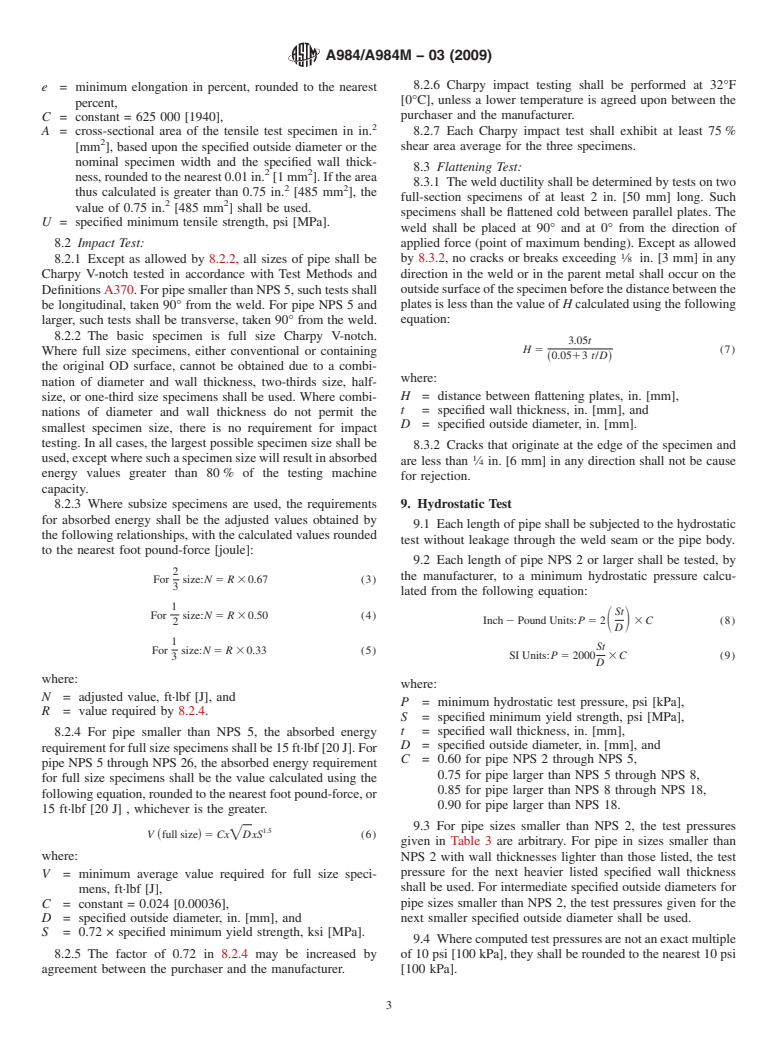 ASTM A984/A984M-03(2009) - Standard Specification for Steel Line Pipe, Black, Plain-End, Electric-Resistance-Welded (Withdrawn 2014)