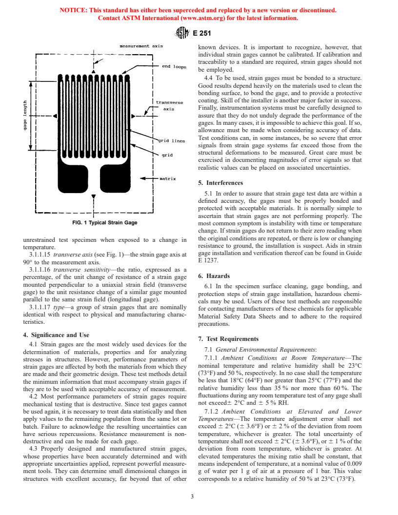 ASTM E251-92(1998) - Standard Test Methods for Performance Characteristics of Metallic Bonded Resistance Strain Gages