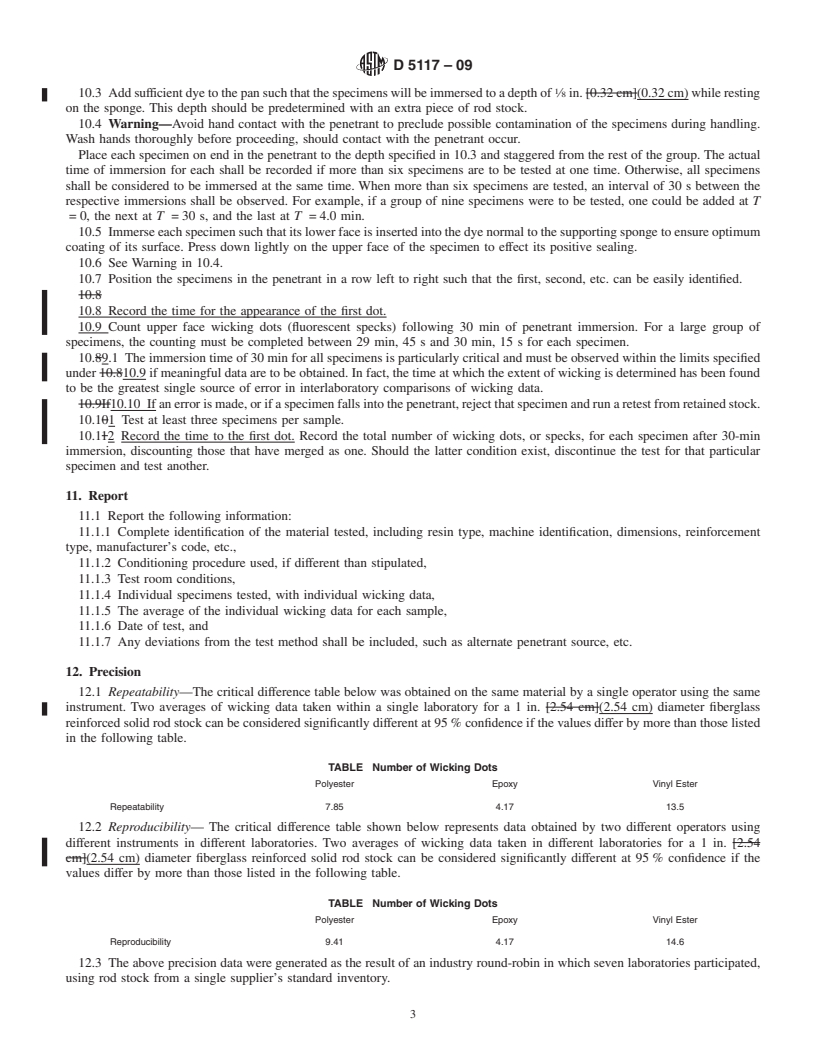 REDLINE ASTM D5117-09 - Standard Test Method for Dye Penetration of Solid Fiberglass Reinforced Pultruded Stock