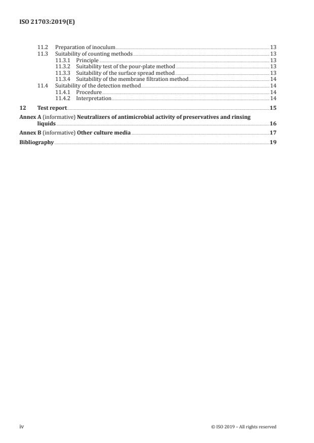 ISO 21703:2019 ISO 21703:2019 - Surface active agents -- Microbiology -- Microbiological test methods for liquid hand dishwashing - Page 4 preview